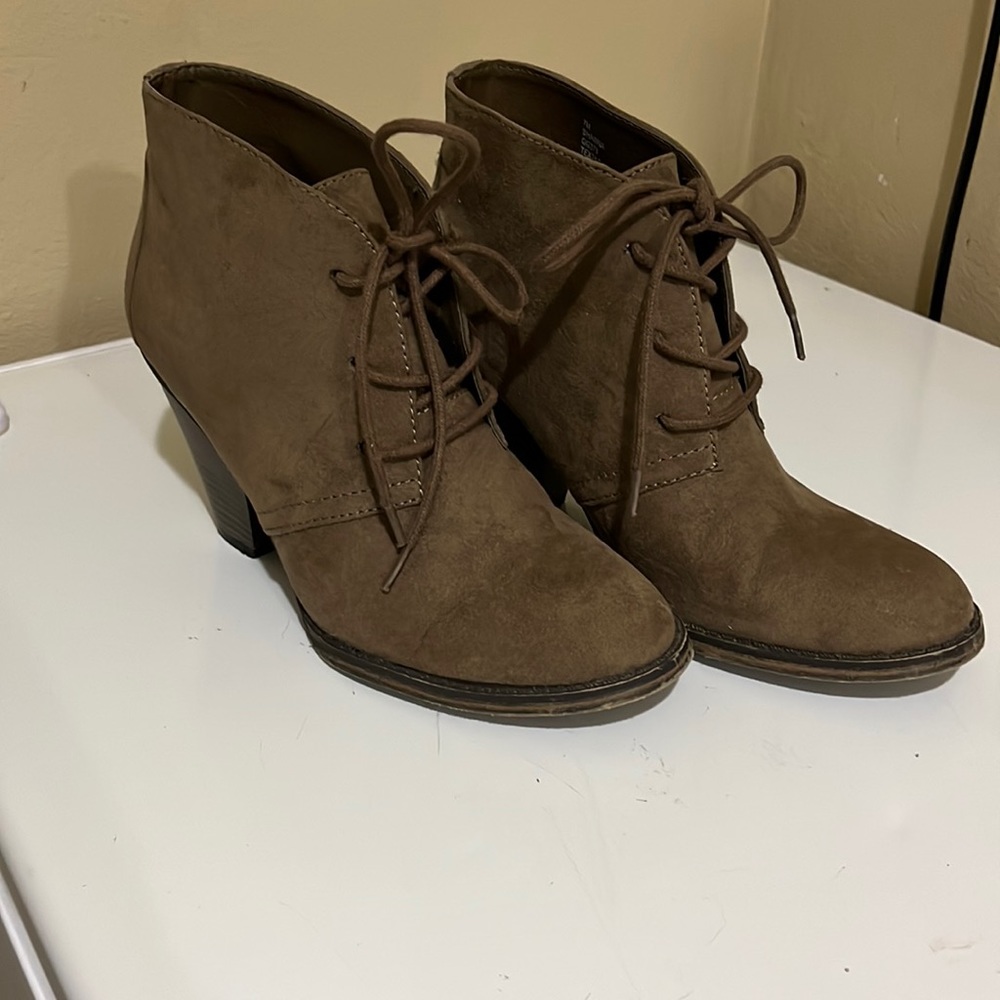 Tan suede booties